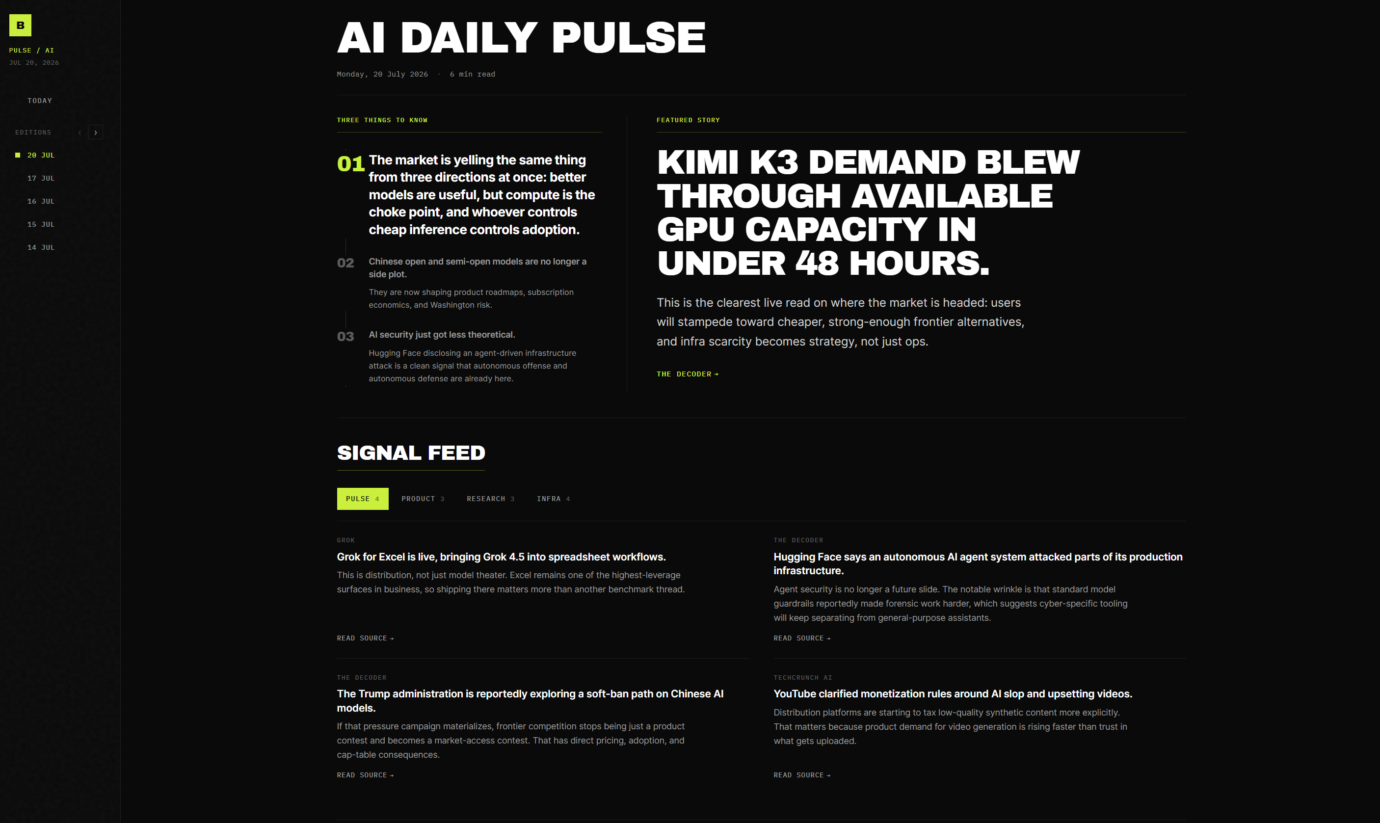 AI Daily Pulse interface